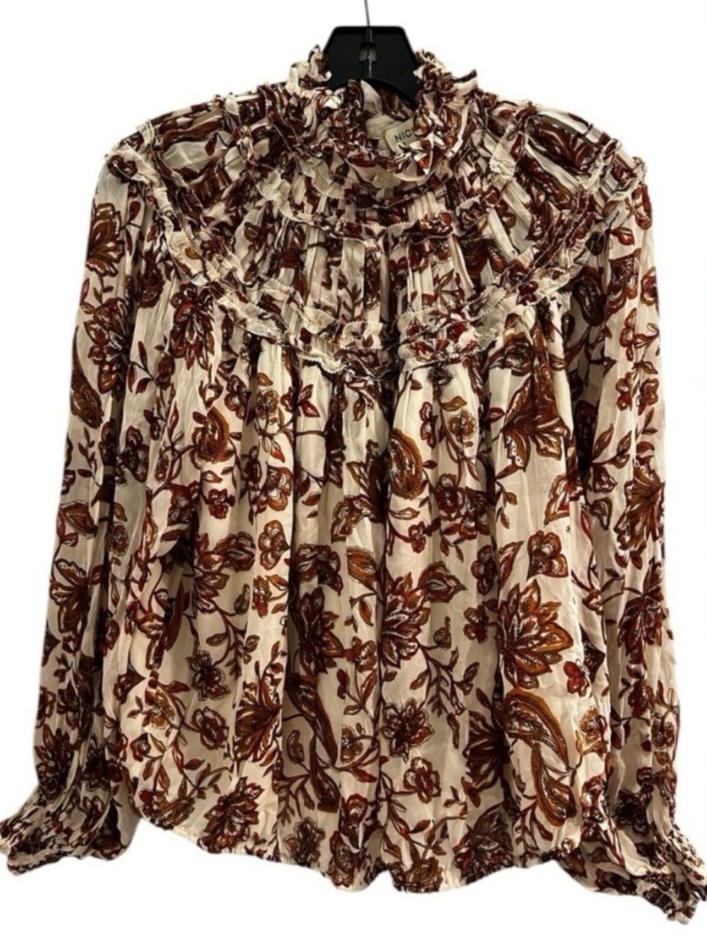NICHOLAS Chiffon Floral Print Ruffle Blouse Top